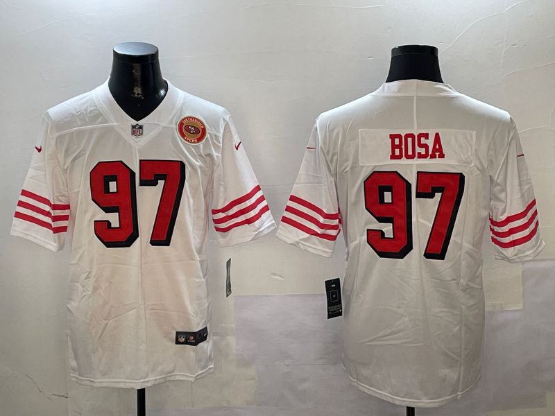 Men San Francisco 49ers #97 Bosa White Throwback 2024 Nike Limited NFL Jersey style 01045